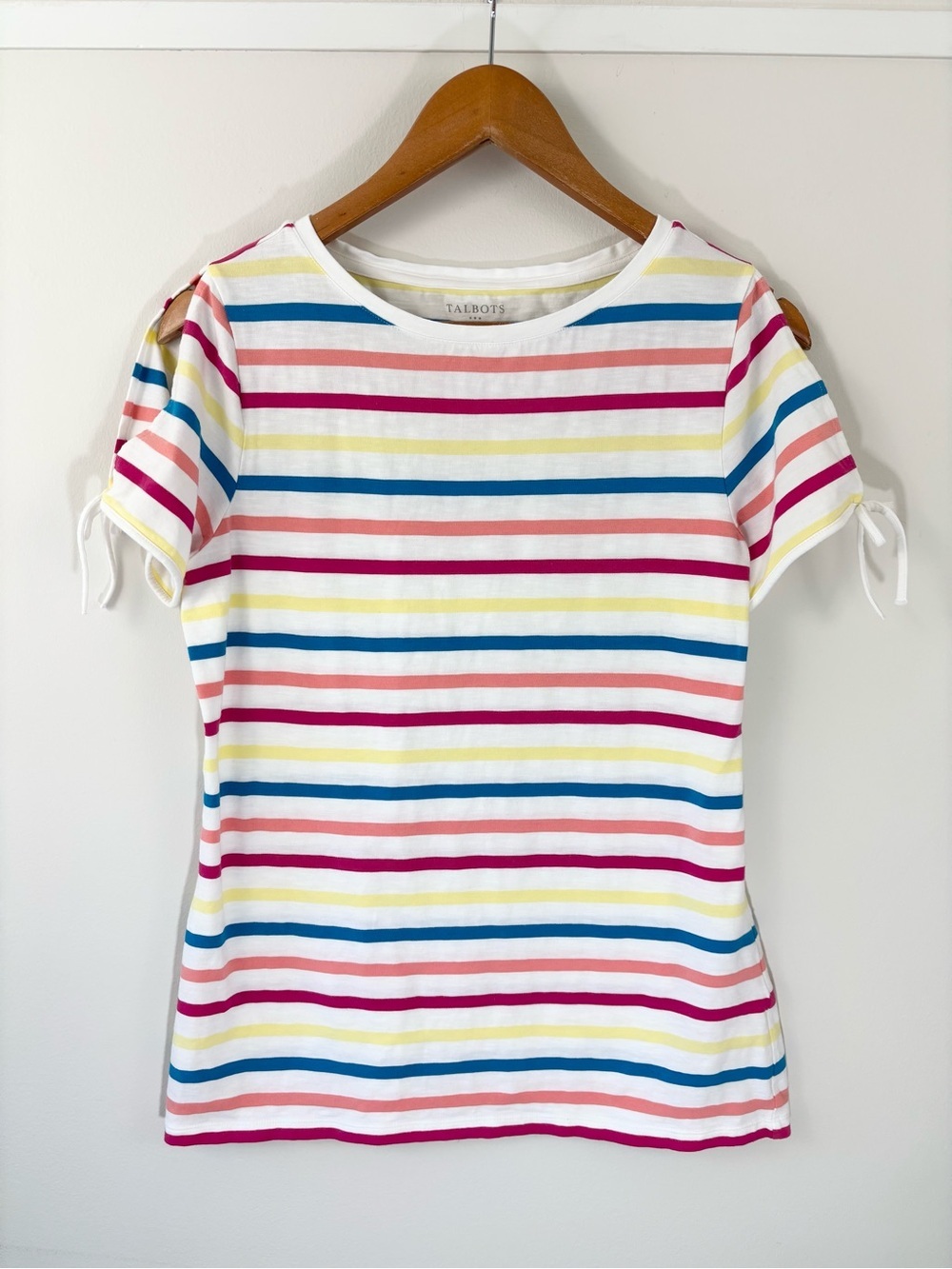 Talbots stripe shirt with open shoulders